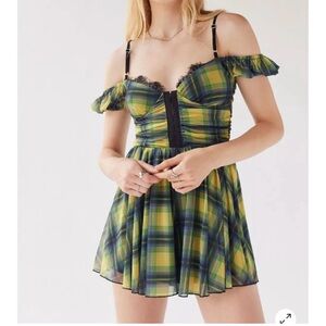Plaid Off-Shoulder Romper